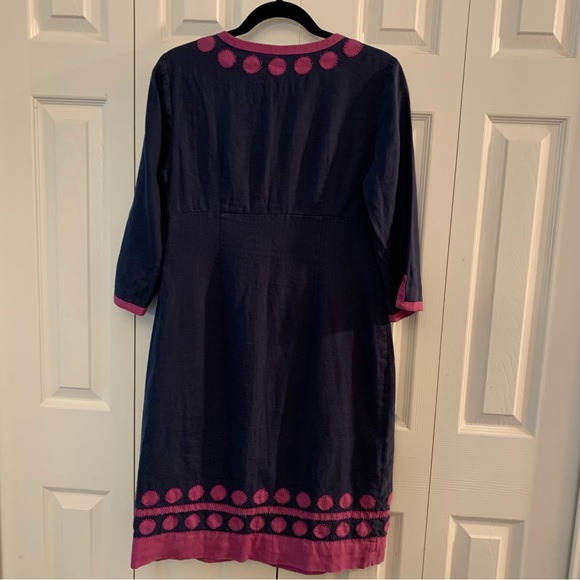 Boden 100% Linen Blue and Pink Dress - Picture 2 of 11